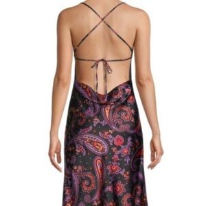DANIELLE BERNSTEIN Black and Purple Paisley Dress